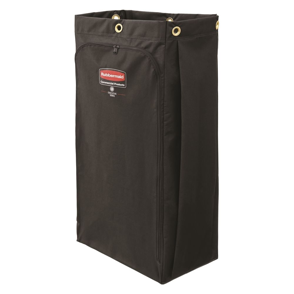 Rubbermaid 30 Gallon Canvas Bag for High Capacity Janitorial Cleaning Carts, Vinyl Lining, Black